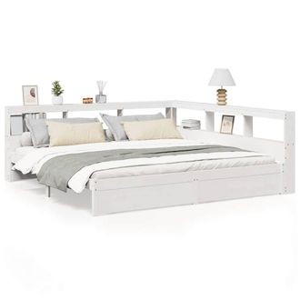Berkfield Home Bookcase Bed without Mattress White 180x200 cm Solid Wood Pine | Size: Super King