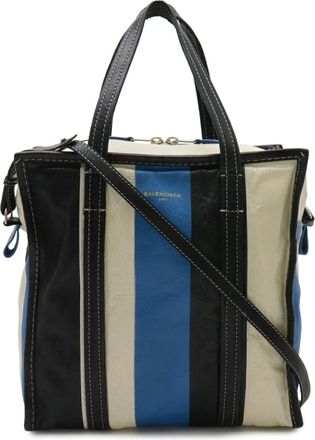 Balenciaga Beige Gray Orange White Leather Shoulder Bag Tote Bag (Pre-Owned)