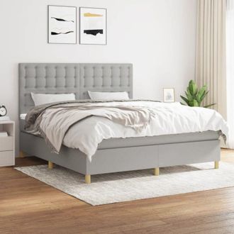 vidaXL Vidaxl - Cama Box Spring Con Colch&oacute;n Tela Gris Claro 180x200 Cm