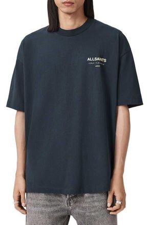 AllSaints Underground Oversize Graphic T-Shirt in Moonlit Blue at Nordstrom, Size Xx-Large