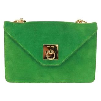 Celine Pre-owned Cross Body Bags, female, Green, Size: ONE SIZE Pre-owned Vintage Suede Cross Body Bag