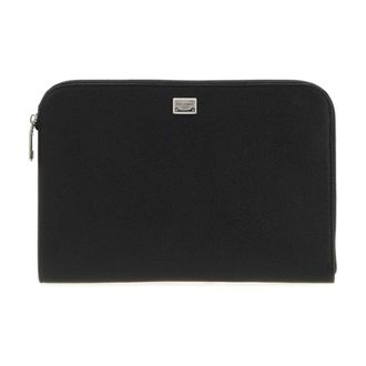 Dolce & Gabbana Alpine Calfskin Sicily Clutch Bag - male - Dolce & Gabbana - Wallets & Cardholders - Black - ONE SIZE - Accessories