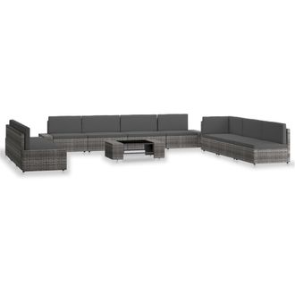 vidaXL Juego De Muebles De Jard&iacute;n 10 Piezas Rat&aacute;n Sint&eacute;tico Gris Vidaxl