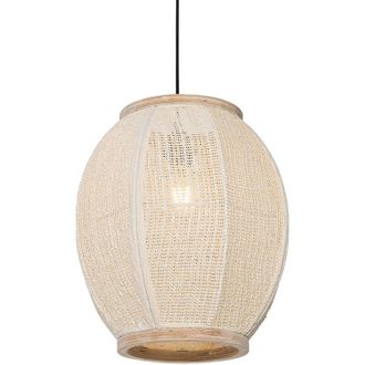 QAZQA Oriental Pendant Lamp Natural Fabric 35 cm - Rob