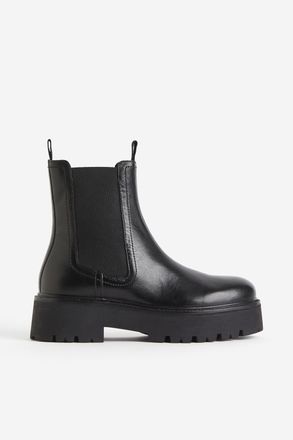 H&M Chelseaboots aus Leder - Schwarz