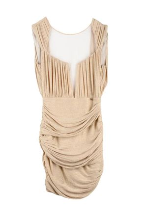 Elisabetta Franchi Mini Dress Lam&eacute; - Beige