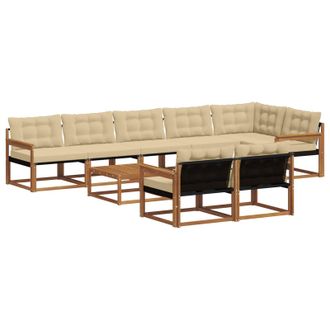 vidaXL Conjunto De Sof&aacute;s De Exterior 9 Uds. Natural Y Beige Vidaxl