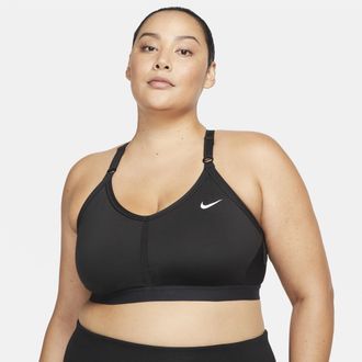 Nike Womens Indy Light-Support Padded V-Neck Sports Bra (Plus Size) in Black | DN4181-010