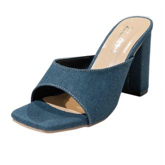 Generic WKAYsIV Womens Heel Sandal Heeled Ladies Sandals Square Toed High Heeled Denim Prom Shoes Outdoor Shoes Women Sandal Wedges