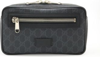 Gucci Black Dark Gray Navy Pvc Leather Fanny Pack (Pre-Owned)