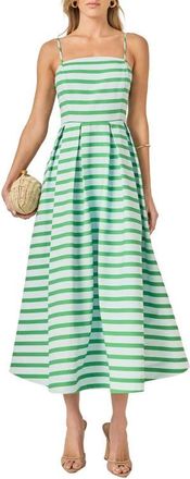English Factory Stripe Sleeveless Maxi Dress in Powder Blue/Green at Nordstrom, Size X-Small