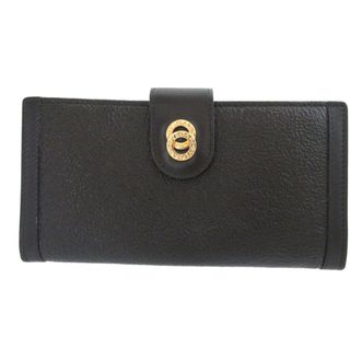 Bulgari Black Leather Long Wallet (Bi-Fold) (Pre-Owned)