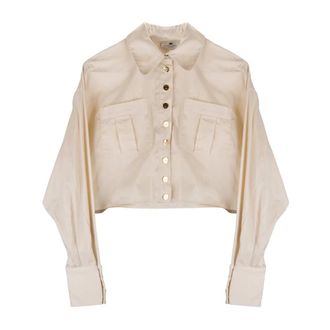 Elisabetta Franchi Cropped Shirt - Dames - Blouses & Shirts - Beige - Maat: XS Leer
