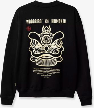 Woodbird Mens Crewneck Sweatshirt Wbcane Lion Black Cotton Sweater