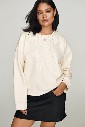 English Factory Beaded Ribbon Pullover
