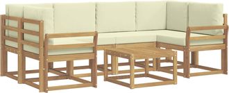 vidaXL Conjunto De Sof&aacute;s De Exterior 7 Uds. Blanco Y Crema Vidaxl