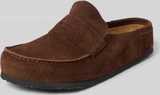 Birkenstock Clogs aus Veloursleder Modell Naples Wrapped in Dunkelbraun, Gr&ouml;&szlig;e 44