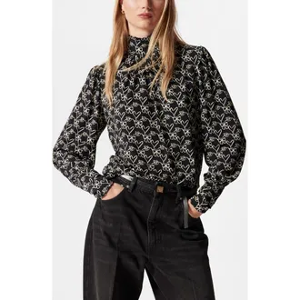 & Other Stories Print Mock Neck Top in Black Dark at Nordstrom Rack, Size X-Small