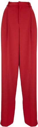 Elisabetta Franchi Gouden knoop rits damesbroek - Dames - Straight fit broeken - Rood - L - Katoen - Broeken