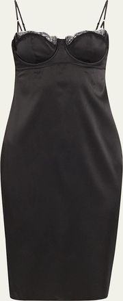Kiki De Montparnasse Lace-Trim Sweetheart Silk Cocktail Dress