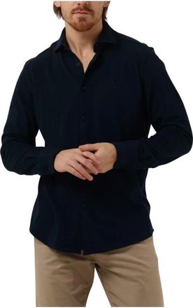 Dstrezzed Heren Casual Shirt Melange Pique - Heren - Casual Overhemden - Blauw - XL - Katoen - Overhemden