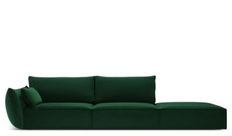 BLOOMINGLOFT 4-Sitzer Designsofa Vanda mit Ottomane rechts - Samtbezug