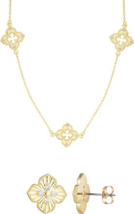 Adornia Clover Stud Earrings & Station Necklace Set in Gold at Nordstrom Rack