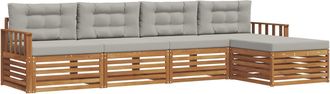 vidaXL Conjunto De Sof&aacute;s De Exterior 5 Uds. Gris Natural Y Claro Vidaxl