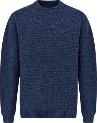 Daniele Fiesoli Paricollo Ronde Hals Trui - Heren - Truien - Blauw - Maat: 2XL Wol