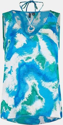 Vero Moda Womens Relaxed Fit V-Neck Short Sleeve Blouse - Blue - Size: 16
