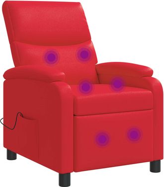 vidaXL Silla De Masajes Reclinable Rojo Cuero Sint&eacute;tico Vidaxl