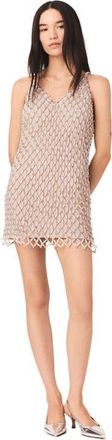 Maje Short Beaded Dress With Lining in Ecru at Nordstrom, Size Medium