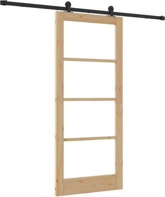 vidaXL Vidaxl - Puerta Corredera Manual Marr&oacute;n 86 X 198.5 Cm Madera Y Metal