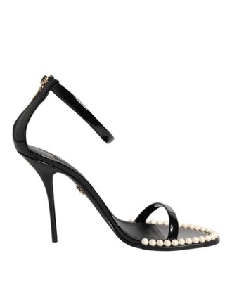 Dolce & Gabbana Black KEIRA Pearl Embellished Sandals Womens Shoes