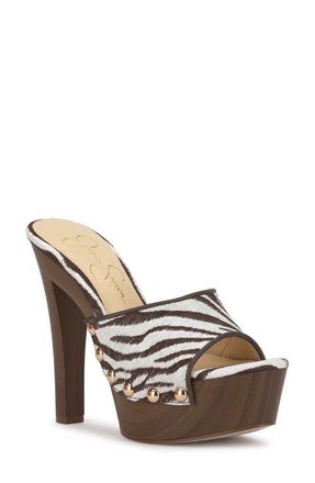Jessica Simpson Cynlia Platform Slide Sandal in Ivory/Brown at Nordstrom, Size 7.5