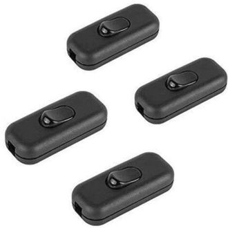 OEM Interruptor Bipolar De 6 A, Interruptor En L&iacute;nea Para Peque&ntilde;os Electrodom&eacute;sticos O L&aacute;mparas, Negro - Paquete De 4 - Crezuo