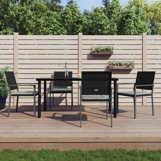 vidaXL Juego Comedor Jard&iacute;n 5 Piezas Y Cojines Rat&aacute;n Sint&eacute;tico Y Acero Vidaxl