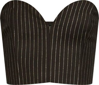 Gestuz Top crop gessato - Nero