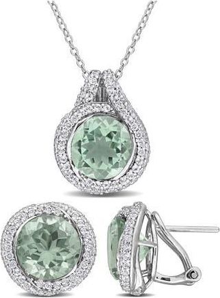 Delmar Green Quartz & White Topaz Stud Earrings & Necklace Set at Nordstrom Rack
