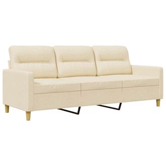 vidaXL Sof&aacute; De 3 Plazas De Tela Crema 180 Cm Vidaxl