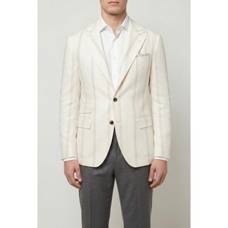 Brunello Cucinelli Ivory Linen Wool Tailored Blazer, Brand Size 48 (US Size 38)