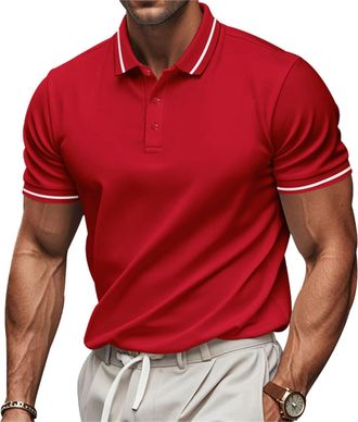 Generic Polo Shirts for Men Adult UK Short Sleeve Collared Golf Casual Tshirts Work T Shirts Polo Shirt Tees Smart England Shirts Breathable Cotton Slim Fit