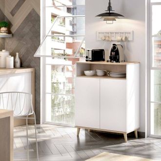 Dmora Credenza Altai, Buffet dispensa da soggiorno, Madia da salotto moderna a 2 ante, 80x40h102 cm, Bianco e Rovere - Dmora