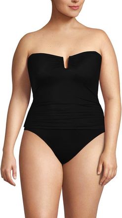 Lands End Plus Size Slender Suit U-Wire Bandeau Tankini Top in Black at Nordstrom, Size 20W