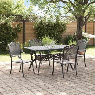 vidaXL Garden Dining Set 5 pcs Black Aluminium vidaXL