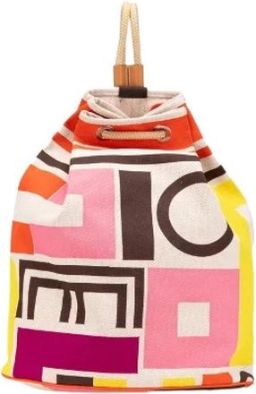 Herm&egrave;s Pre-owned Bucket Bags, female, Multicolor, Size: ONE SIZE Pre-owned Sac Marine Canvas Shoulder Bag