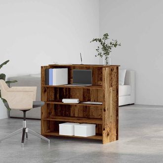 Berkfield Home Reception Desk Old Wood 100x50x103.5 cm Engineered Wood in Brown