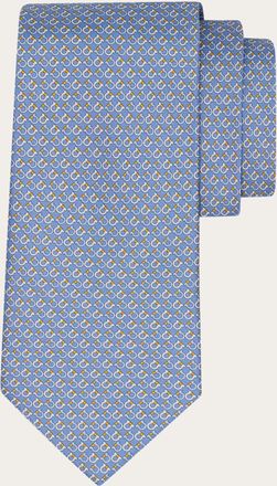Ferragamo Men Gancini Square print silk tie Blue