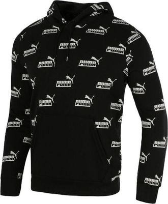 Puma Logo Printed Casual Sports Hooded Sweater Mens Black 588803-01