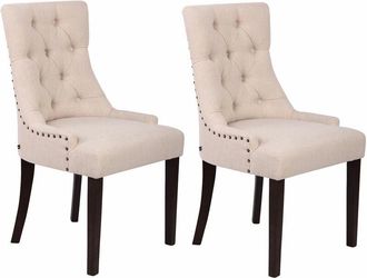 Clp Set 2 Poltrone Pranzo Aberdeen in tessuto antico crema